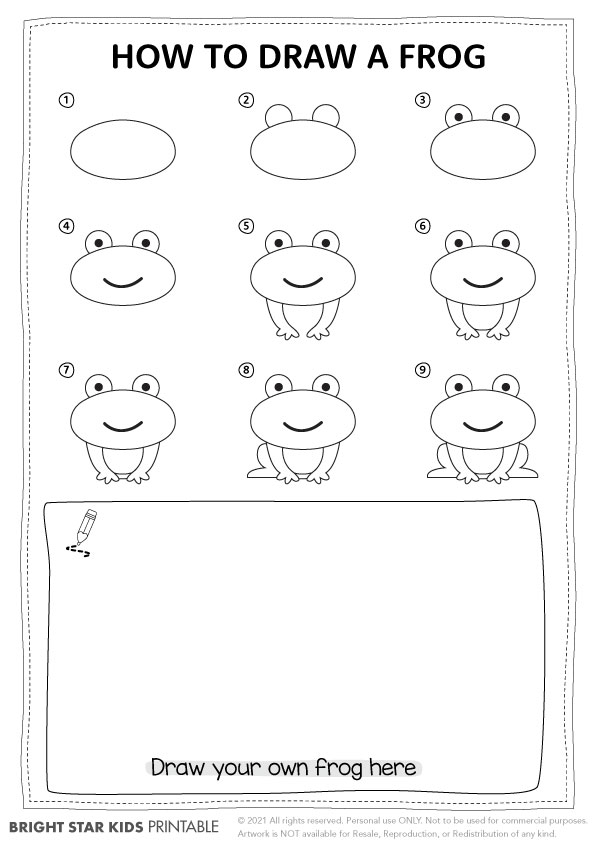 how to draw a frog step by step for kids easy